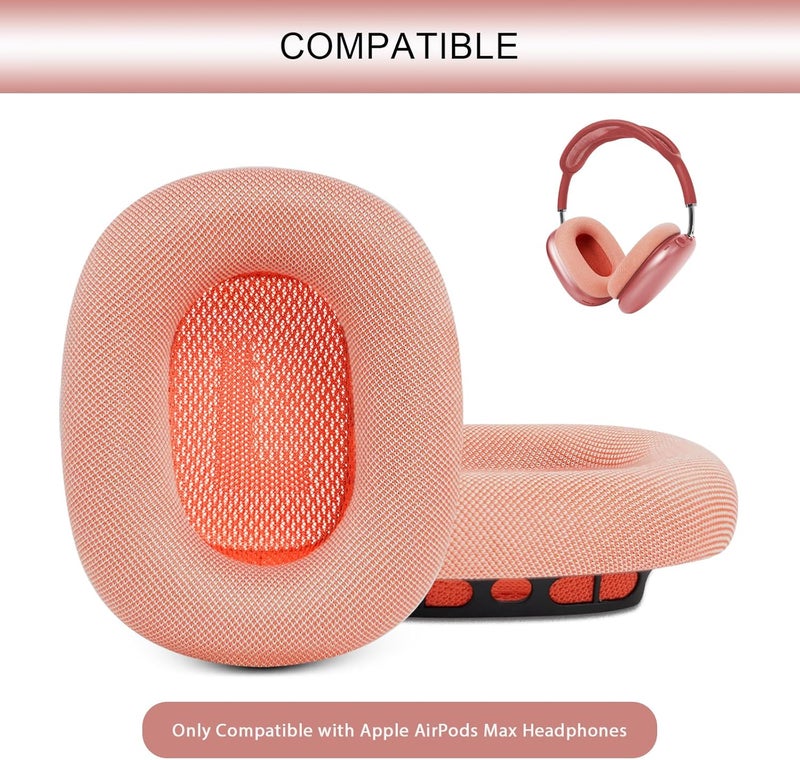 GEVO Upgraded Ear Cushions Replacement Earpads for Apple AirPods Max Headphones, Mesh Fabric Ear Pads Ear Covers with Memory Foam and Magnet for AirPods Max (Pink) - Image 2